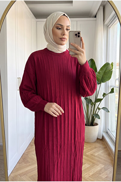 Kirazca Butik فستان نسائي طويل الأكمام من التريكو بتصميم بالون 130 سم