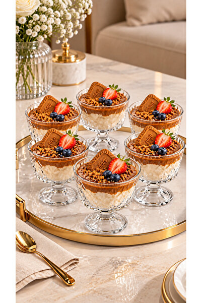 ABAREEK Elegant Glass Dessert Bowl 6-Piece Set Suitable for Ice Cream, Salad,...