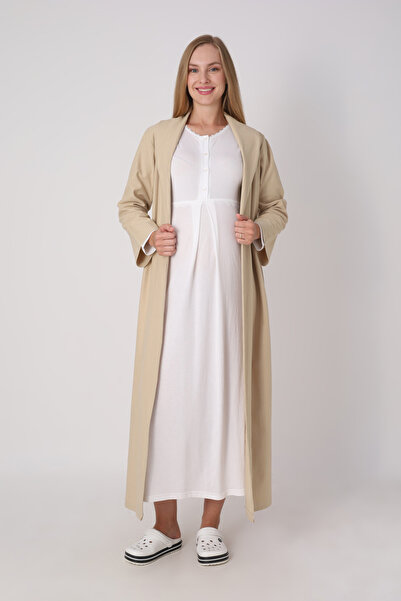 ERDENİZ TEKSTİL Maternity Nightgown and Robe Set – Winter Maternity Set, Thic...