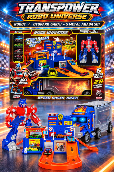 Toysan TRANSPOWER ROBO UNIVERSE - ROBOT MAX PRIME - OTOPARK GARAJ - 5 METAL A...