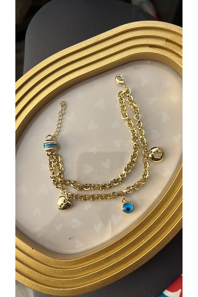 gozdeasutayaccessory سوار مزدوج مع حلية ساحرة