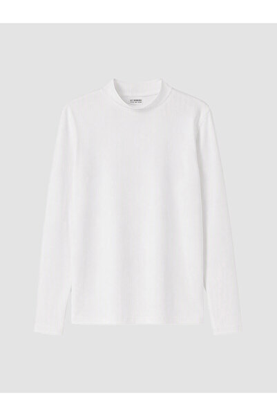 LC Waikiki Two Mt Shop Quality Lcw Kids White Turtleneck Girls' T-Shirt