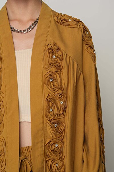 RAFF MAĞAZA Women's Oversize Kimono with Rose Detail