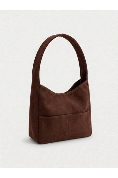 SİDRAEUROPE Süet Kadın Shopper Omuz Çantası – Yumuşak Form Vintage Model