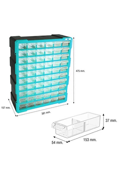 Titi KKD5160 Dikey Monoblok Organizer Çekmece Seti 60'lı