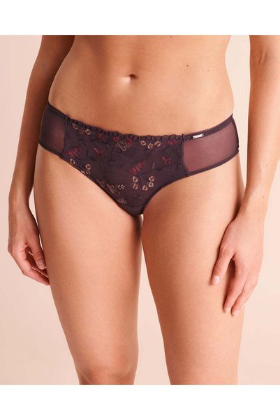 La Vie en Rose Floral Embroidered Mesh Cheeky Panty