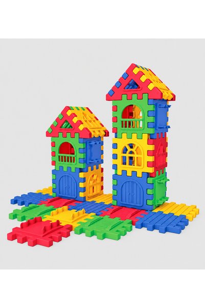 NUNU 64 Pieces of Colorful Take-It-Down Educational Building Blocks – House and City Building Toy Set for Ages 3+