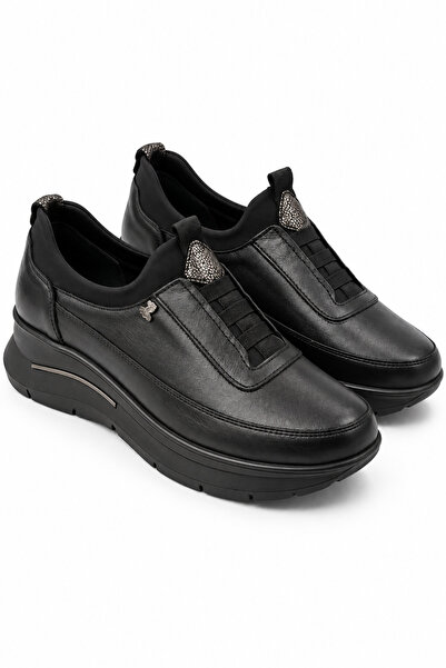 Venüs حذاء نسائي من Venus مصنوع من الجلد الطبيعي باللون الأسود للاستخدام اليو...