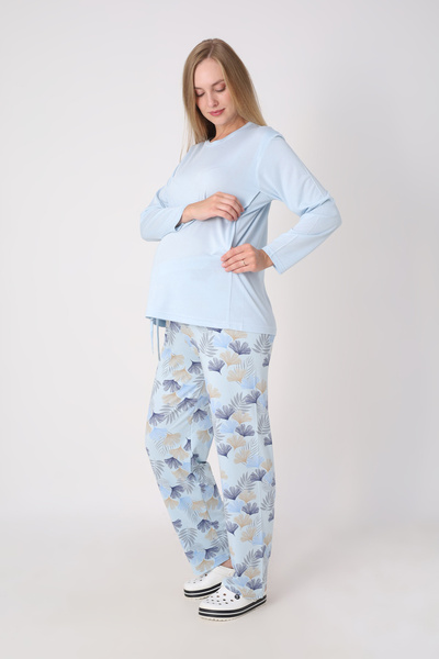 ERDENİZ TEKSTİL Hamile Pijama Takımı – Lohusa Seti, Desenli Alt ve Gizli Emzi...