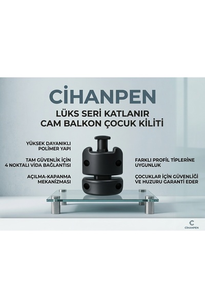 CİHANPEN Lüks seri Cam balkon kilidi Çocuk kilitli 1 adet Takım