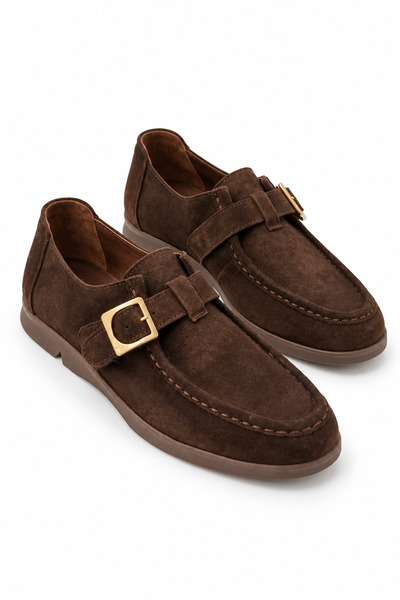 Venüs Women's Brown Genuine Leather Casual Black Loafer Vs45