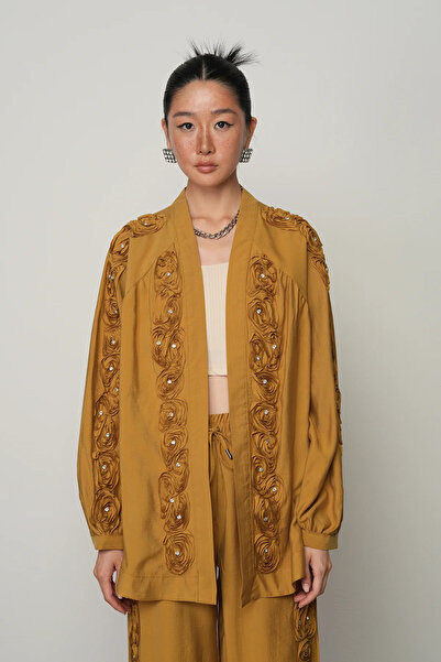 RAFF MAĞAZA Women's Oversize Kimono with Rose Detail