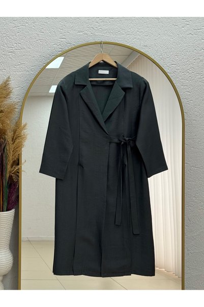 Holehola Kimono cu guler de cămașă și șliț Mahbanu - EK1107 Antracit