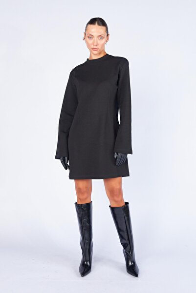 TENA Women's Black H20 Crew Neck Padded Shoulder Dress