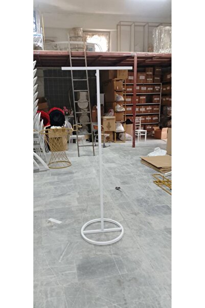 Gold Metal T Stand – Yuvarlak Tabanlı Organizasyon Dekor ve Çiçek Askı Standı