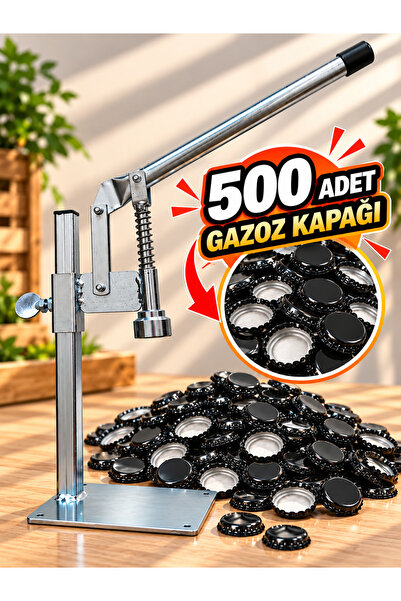 Morpanya Gazzel Şişe Kapatma Aleti Gazoz Soda Şişesi Taç Kapak Makinası + 500...