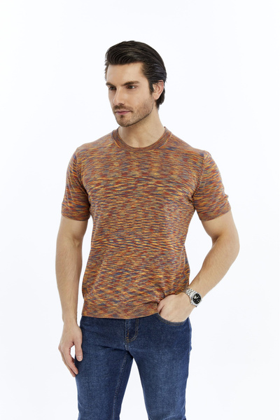 Trist Star Kiremit Men's 100% Cotton Crew Neck Short Sleeve Crochet Knit T-Sh...