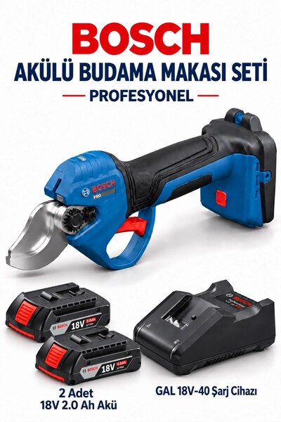 Bosch Profesyonel Akülü Budama Makası Seti Budam Makası Dal Budama Güçlü Çene...
