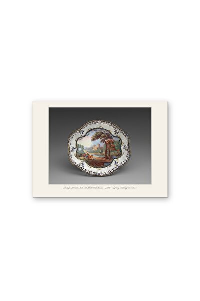 OEM Poster Carton 250g A4 Farfurie veche de portelan cu peisaj pastoral 1780,...