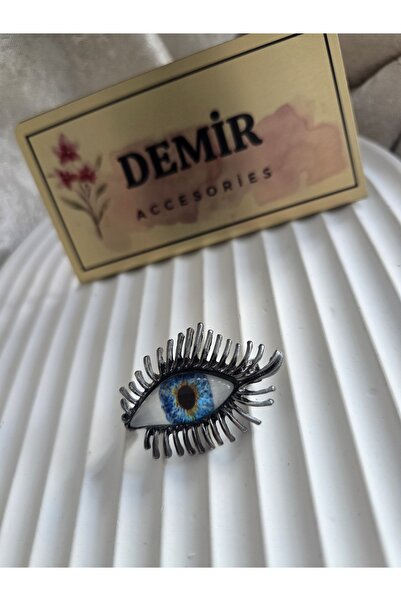 Nazar Boncuklu Göz Figürlü Metal Broş Vintage Tasarım Yaka İğnesi