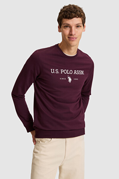 U.S. Polo Assn. سويت شيرت رجالي أساسي باللون الأحمر الداكن 50333273-VR180