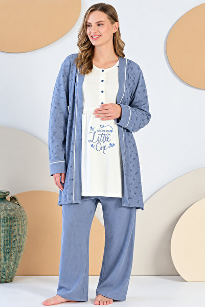 Feyza Pijama Σετ μακρυμάνικης πιτζάμας εγκυμοσύνης 3 τεμαχίων