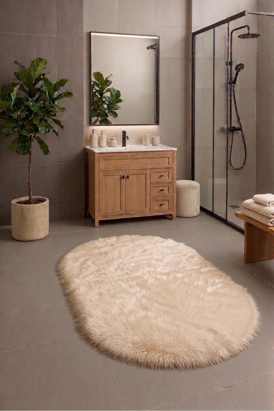 SOFT DECOR 1'Li Peluş Banyo paspası Halısı Su emici Klozet takımı Yıkanabilir...