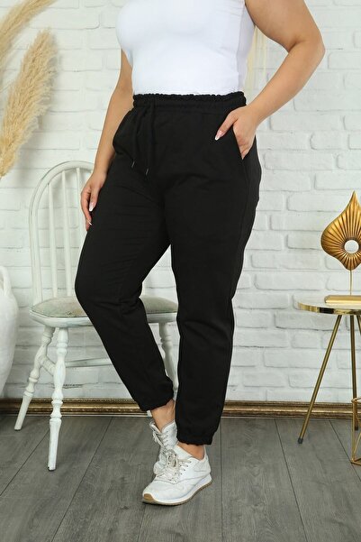 luci sports Women's Plus Size Black Color Basic Sweatpants