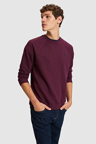 U.S. Polo Assn. سويت شيرت رجالي أساسي باللون العنابي 50329441-VR180