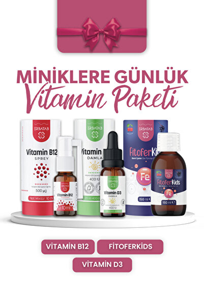 Erbatab Miniklere Günlük Vitamin Paketi (Vitamin B12, Vitamin D3, FitoferKids)