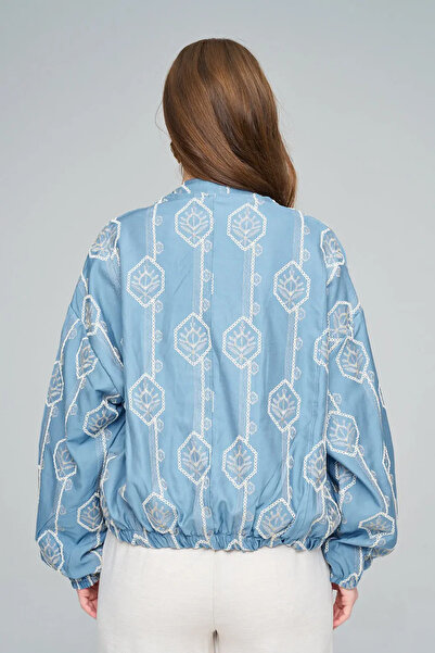 RAFF MAĞAZA Women's Floral Embroidered Bomber Jacket
