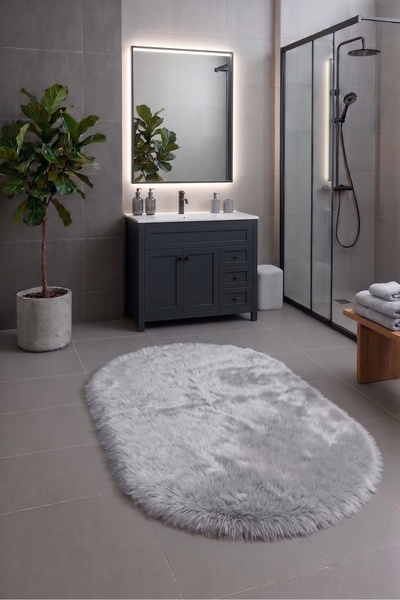 SOFT DECOR 1'Li Peluş Banyo paspası Halısı Su emici Klozet takımı Yıkanabilir...