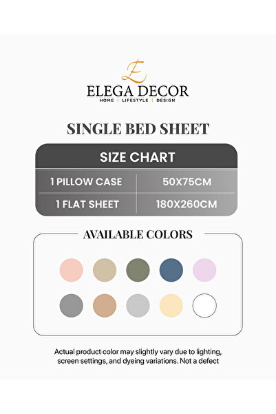 Elega Decor Single Sheet Set (Solid) – Soft & Comfortable Bedding Set for Single Bed | Plain Solid Color Bed Sheet Set for Everyday Use