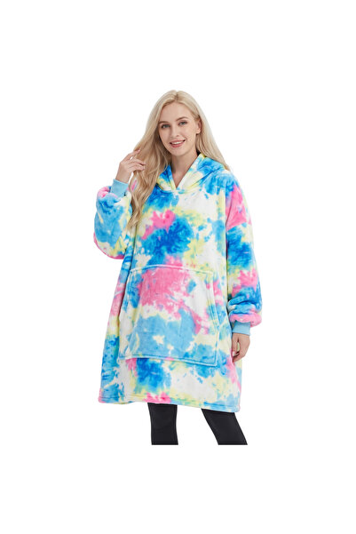 OtherMax Hanorac Pătură 2în1 Oversize cu Glugă Sherpa Groasă Model Tie Dye Co...