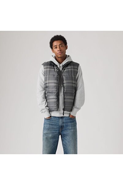 Levi's Rockwell Men's Gray and Black Reversible Sleeveless Coat 007Sz-0000
