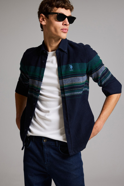 U.S. Polo Assn. Men's Navy Blue Long Sleeve Shirt 50329674-Vr033