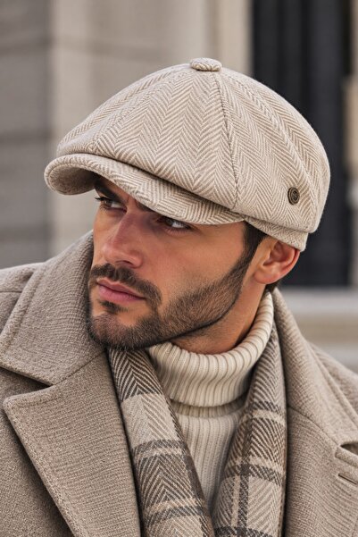 Armalı Şapka Kışlık 8 Parca Hakiki Yün Kaşmir Peaky Blinders Model Erkek Kask...