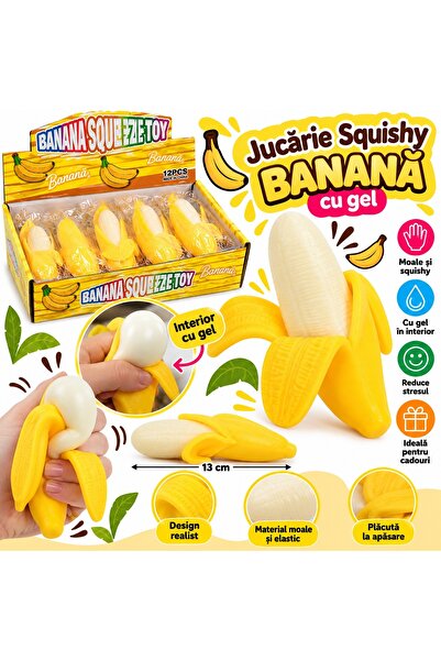 SHOP LIKE A PRO Jucărie Squishy Banană cu Gel, Moale și Elastică, Antistres, ...