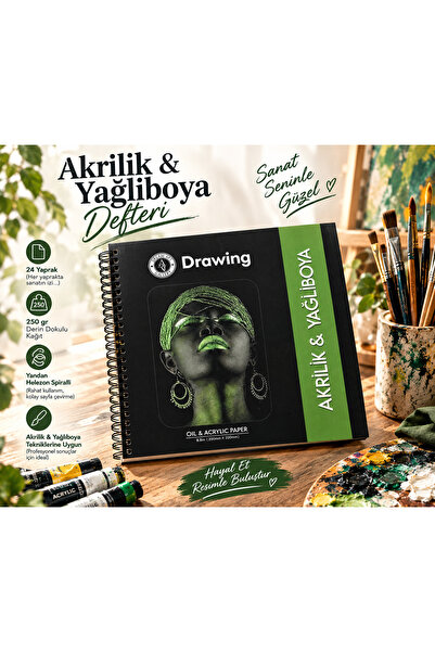 DreamArtgalery Acrylic & Oil Painting Drawing Notebook 20X20 cm 250 Gr Deep T...