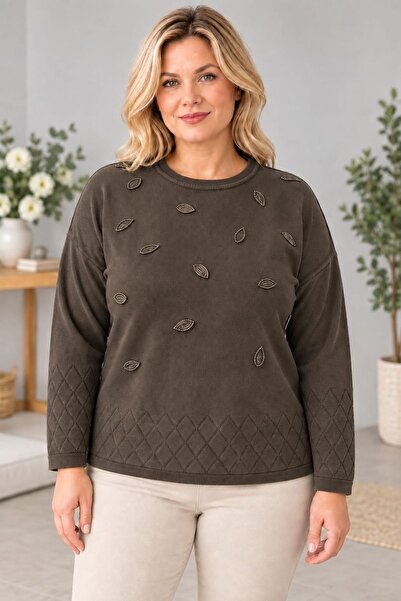 CEDY DENIM Women's Water Drop Stone Embroidered Crew Neck Comfortable Fit Kni...