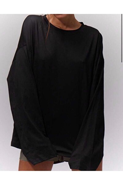 trendgar Black Basic Women's Crew Neck Long Sleeve Blouse