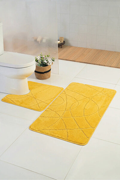 Gökyıldız Standart Cross Sarı 50x80-50x40cm 2'li Banyo Paspası | Yıkanabilir,...