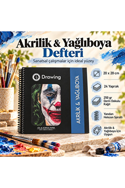 DreamArtgalery Acrylic & Oil Painting Drawing Notebook 20X20 cm 250 Gr Deep T...