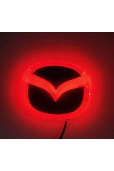 idealaksesuar Mazda 4D Işıklı Logo Arma Kırmızı 10/7.9 Cm Led Logo Arma Mazda Illuminated Vehicle Logo