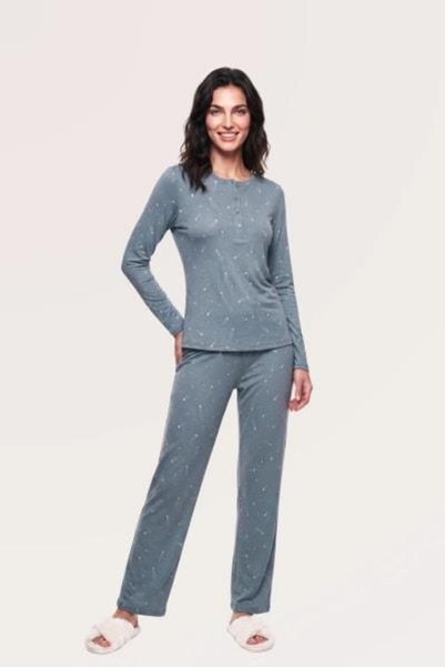 PJS Kadın Yeşil Uzun Kol Pijama Takımı 30199