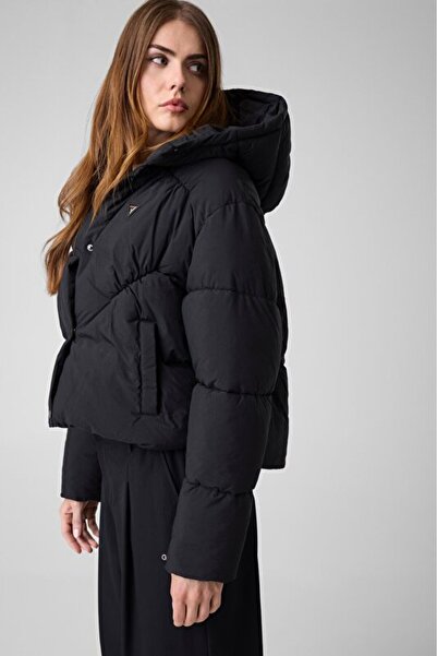 Guess FAUSTA KAPÜŞONLU KADIN ŞİŞME MONT SİYAH V6BL01W4268-JBLK