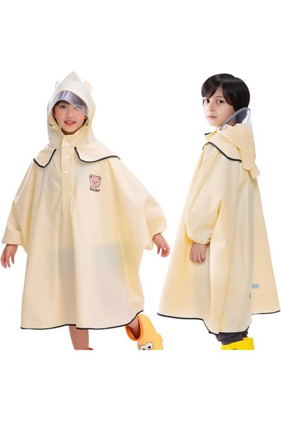 SYOSI Lightweight Kids Rain Poncho Jacket, Reusable Waterproof Outwear Rain C...