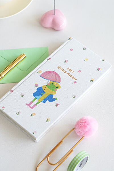 Matt Notebook 2027 Yılı Keten Haftalık Planlayıcı Kareli Cep Ajandası 9x18 cm...