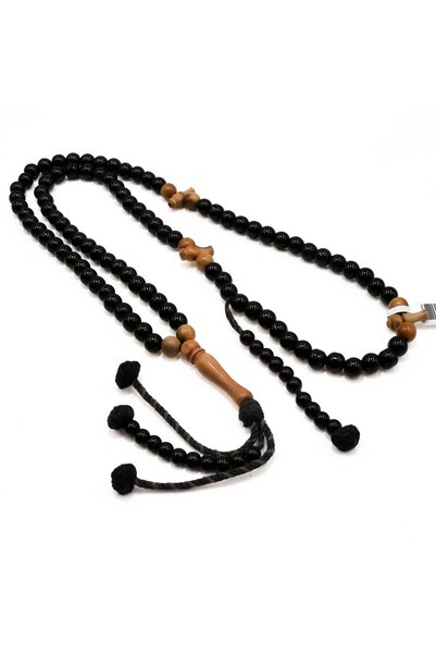 Generic Brand Onyx & Kuka Wood Rosary Beads – 100 Pieces, 8.5mm Round, 83.5g