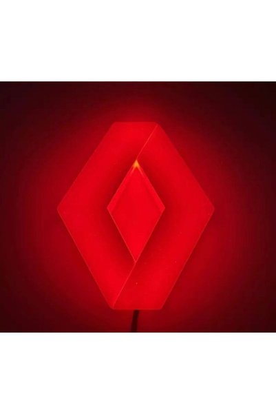 idealaksesuar Renault 4D Işıklı Logo Arma Kırmızı 9.4/7.5 Cm Led Logo Arma Renault Illuminated Vehicle Logo